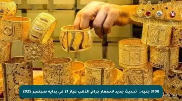 3100 جنيه.. تحديث جديد لأسعار جرام الذهب عيار 21 في بداية سبتمبر 2025